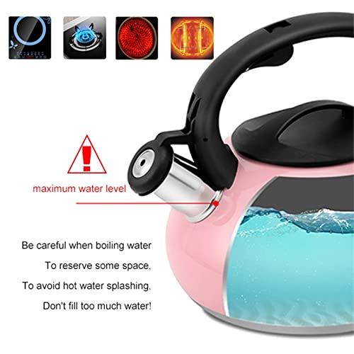 Whistling Tea Kettle for Stovetop, Stainless Steel Tea Pot with Boils Faster Bottom Whistle Kettles,Gas Stove Top Modern Teapot Pot