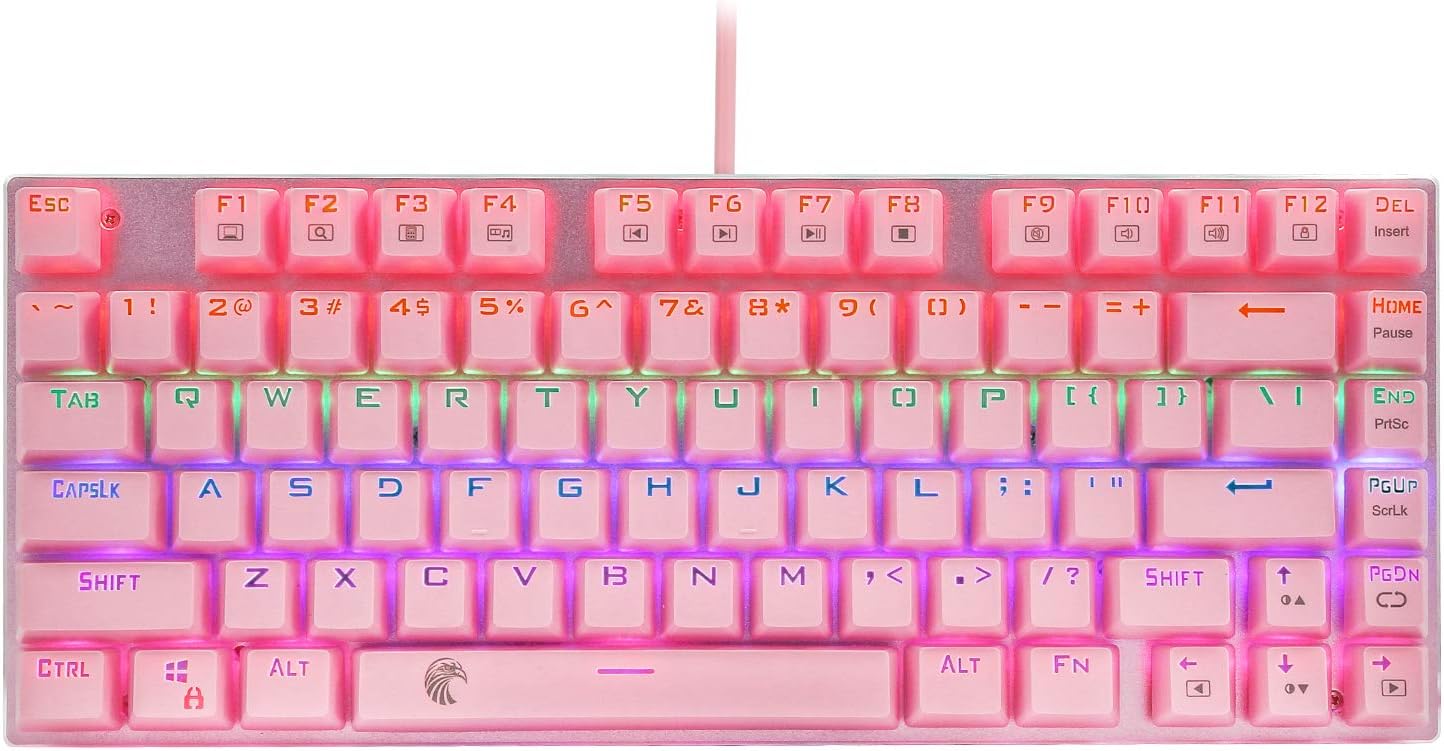 HUO JI 60% Mechanical Gaming Keyboard, E-Yooso Z-88 with Blue Switches, Rainbow LED Backlit, Compact 81 Keys Hot Swappable, Black Pack of 2