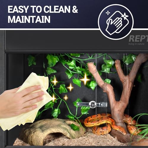 REPTI ZOO 34 Gallon PVC Reptile Terrarium, 24x18x18” Leopard Gecko Tanks with Glass Sliding Door & Top Screen Ventilation, Reptile Enclosure for Bearded Dragon Hermit Crab