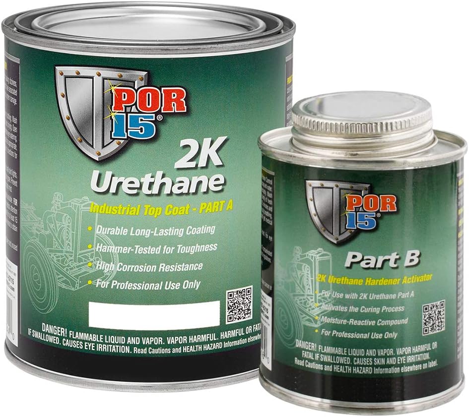 POR-15 2K Urethane - Clear - 1 qt. - 2 - Part Industrial Top Coat | Durable Long-Lasting Coating Pack of 2