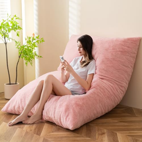 BYBYME 3 in 1 Bean Bag Chairs, Bean Bag Bed for Adults High-Density Foam Filling, Convertible Sofa Bed Faux Fur, Giant Bean Bag Chairs for Adults