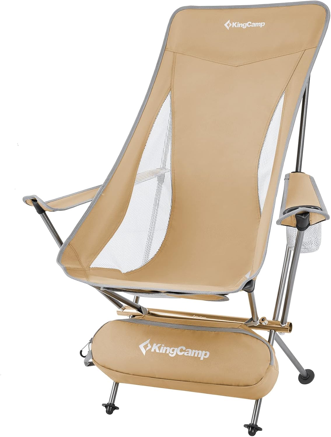KingCamp Lightweight Portable Folding Camping Chairs Adults with Armrest, High Back Compact Camping Chair, All Aluminum Alloy Bracket, Ultralight Camp Chairs Adults-Carry Bag,Side Pocket,Headrest
