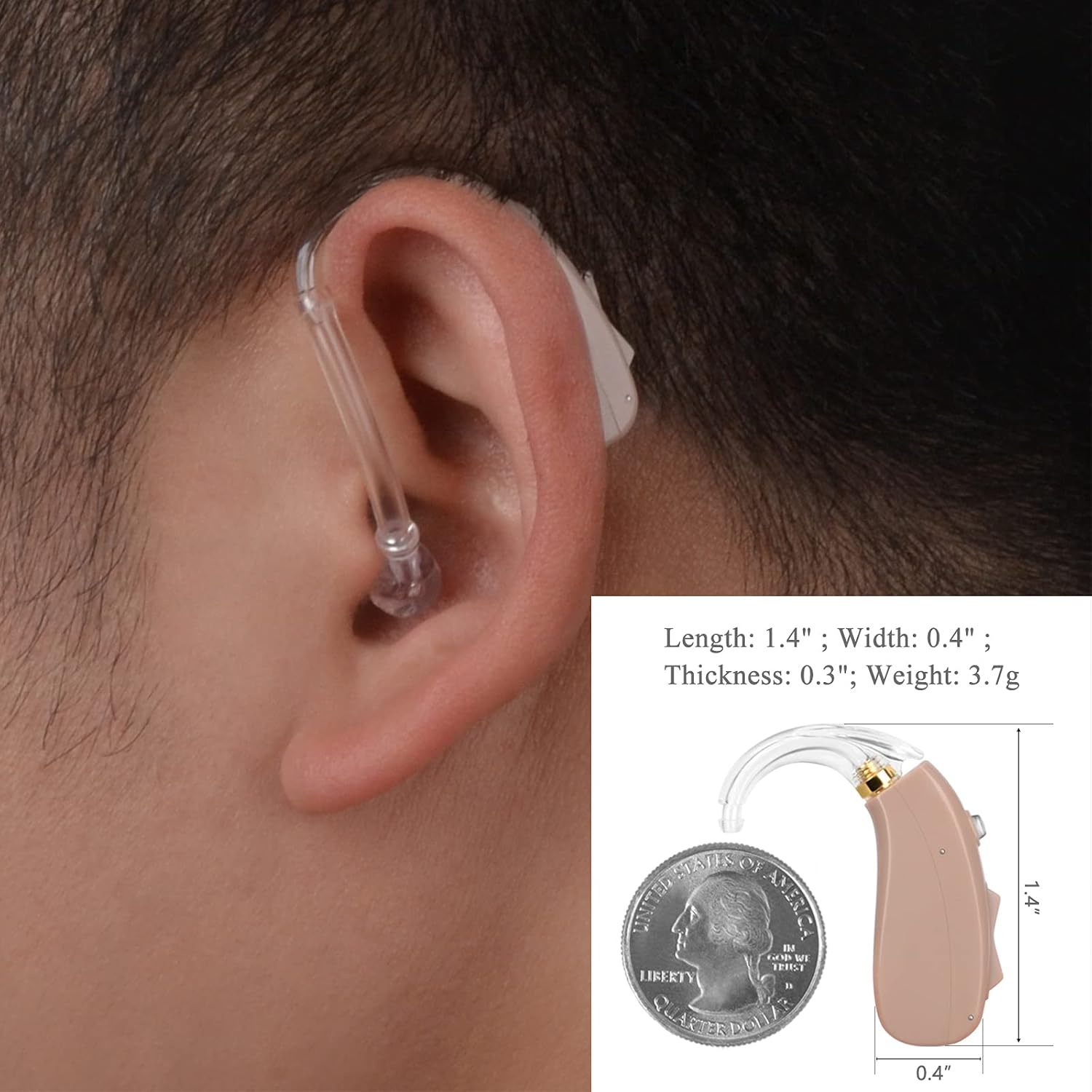 Banglijian Hearing Aid Rechargeable Ziv-201 Digital Noise Reduction and Feedback Cancellation Small Size