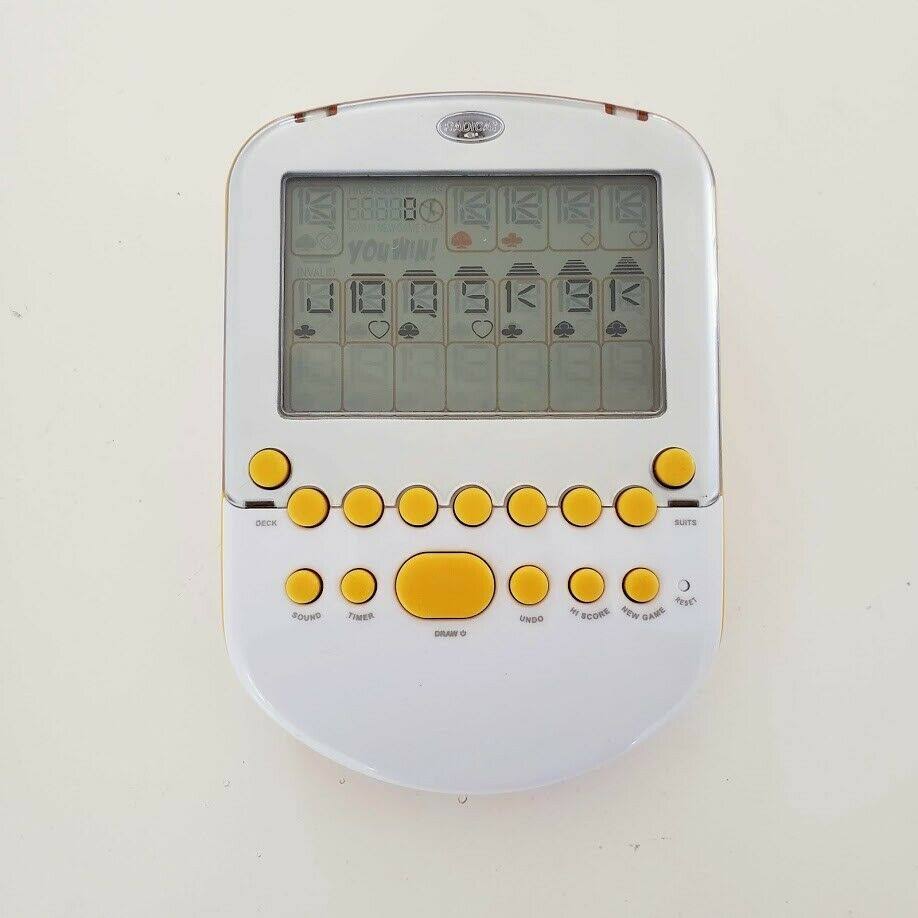 Radica Big Screen Solitaire Electronic Handheld Game 2008 Yellow White