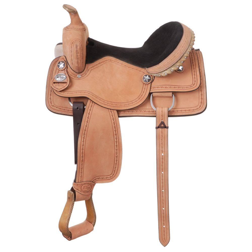 King Series Cowboy Roughout Saddle with Barbwire Tooling