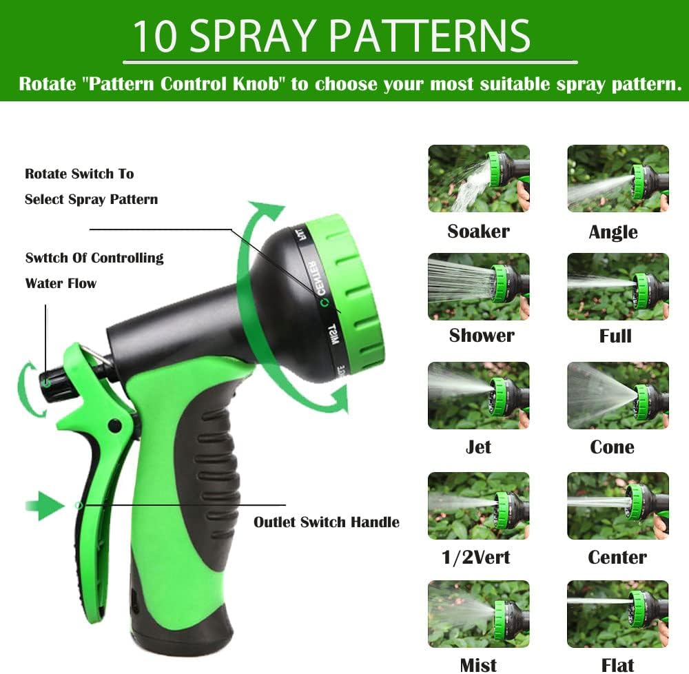 Expandable Garden Hose, Water Hose with 10 Function Spray Nozzle Lightweight No-Kink Flexible Collapsible Retractable Hoses 100FT Pack of 2