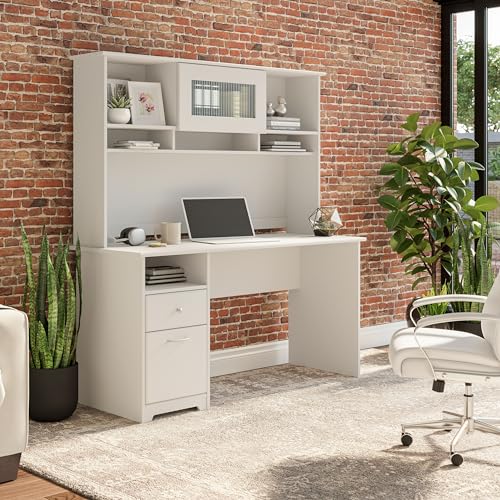 Bush Furniture Cabot 60W Computer Desk with Hutch and Drawers in Espresso Oak