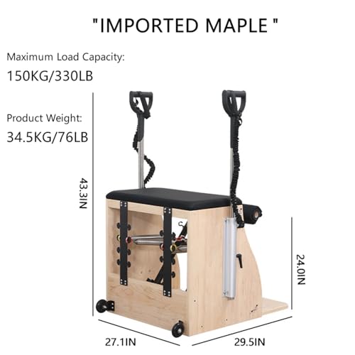 Pilates Chair, Pilates Reformer Machine,Split-Pedal Stability Combo Chair with Handles,Pilates Equipment for Home and Studio Use