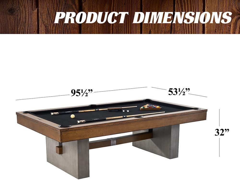 Barrington Billiards 8' Urban Slate-Tech Drop Pocket Table with Pool Ball and Cue Stick Set
