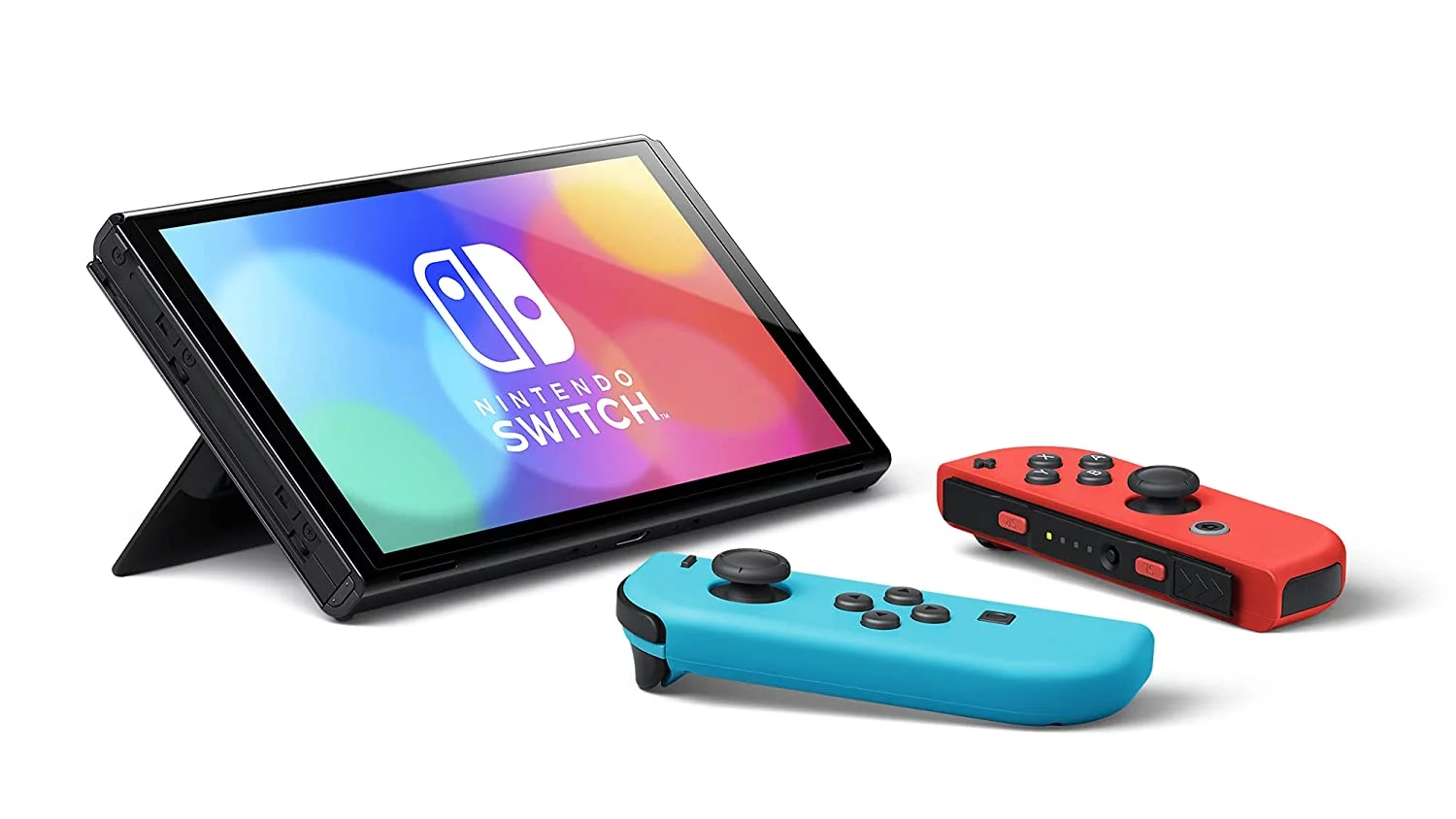 Nintendo Switch OLED - Game console - Full HD - black, neon red, neon blue