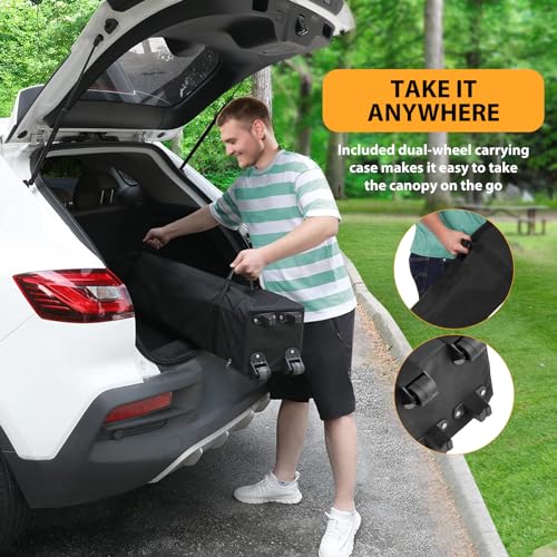 Grey 10x10 Pop Up Canopy with 4 Removable Sidewalls and Windows, 3 Adjustable Heights Commercial Shelter, Portable Enclosed Instant Tent with Wheeled Carry Bag, Waterproof Outdoor Gazebo