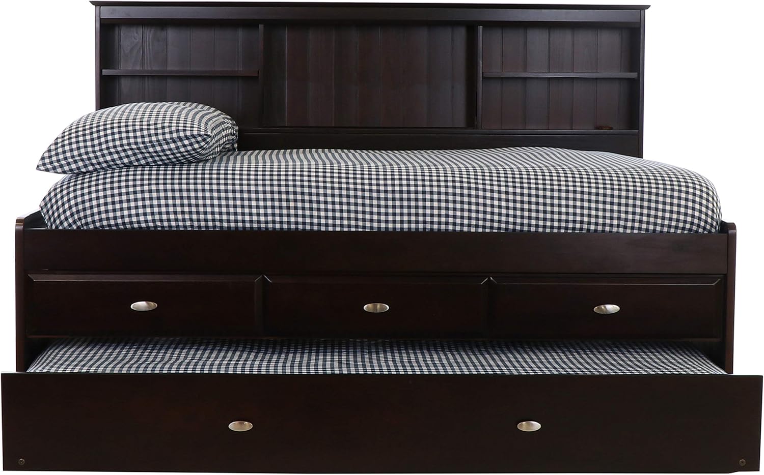 Discovery World Furniture Full Bookcase Daybed with 3 Drawers & Trundle Espresso