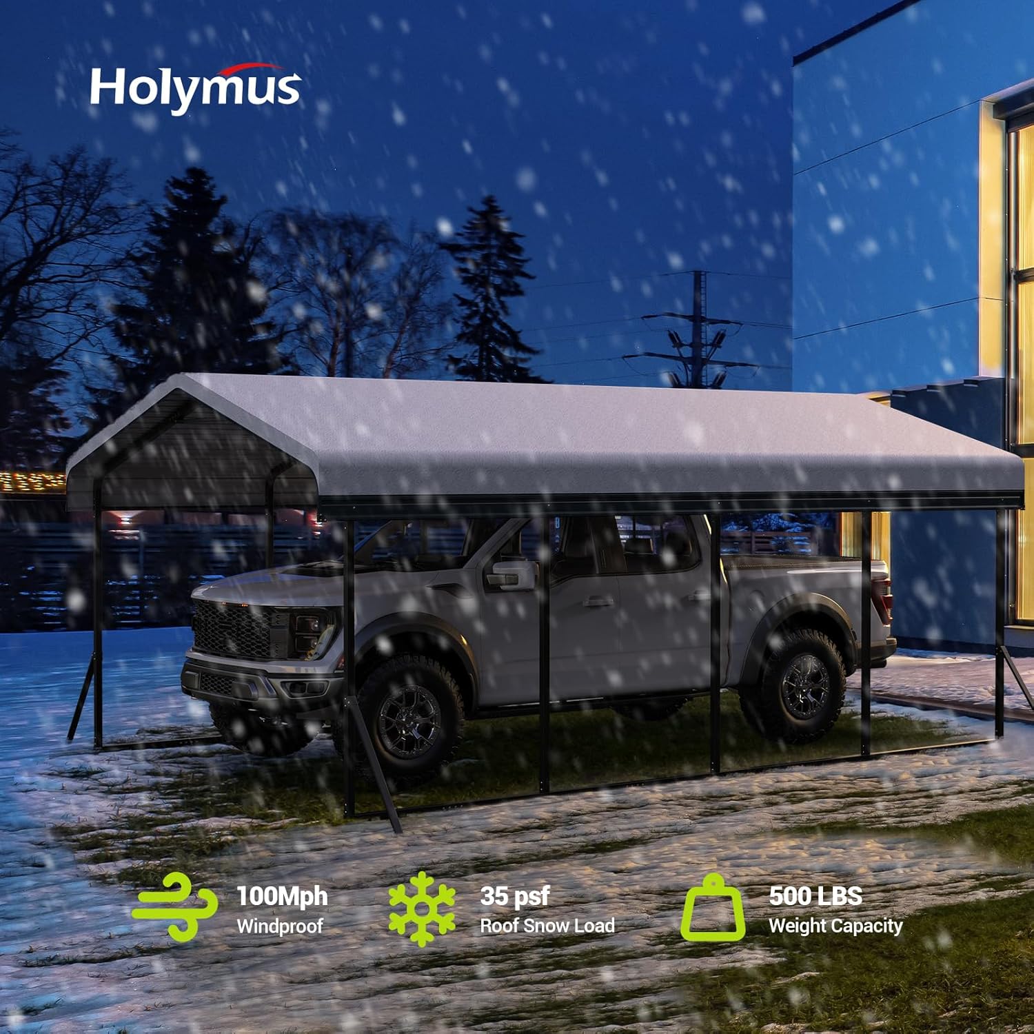 12x20 FT Metal Carport Heavy Duty for Snow, Car Ports 12x20 with Reinforced Slanted Support Legs, Thicker Frame Garage Shelter Shed for Pickup, Boats, Cars, Truck and Tractors