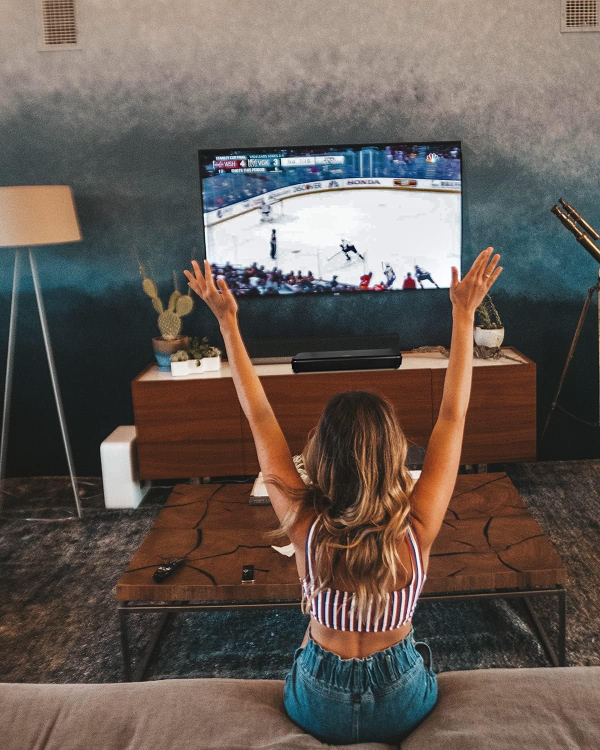SYNAGY 2.1ch Sound Bar with Built-in Subwoofer, Bluetooth Home Theater Audio Soundbars for TV, Compact Soundbar with HDMI ARC/Optical/Aux-in/Line-in/USB Connectivity, 3 EQ Presets, Adjustable Bass