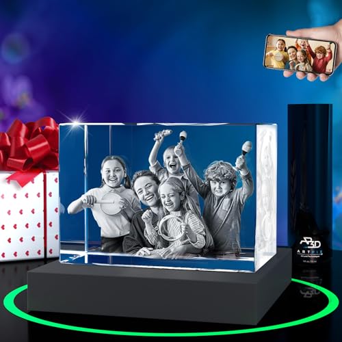 ArtPix 3D Premium Crystal Photo, Personalized Gifts for Mom, Women, Wife, Men, Her, Husband,Grandma, Great Customized Gift With Your Own Photo, Custom Birthday 3D Picture Rectangle, Couples Gifts