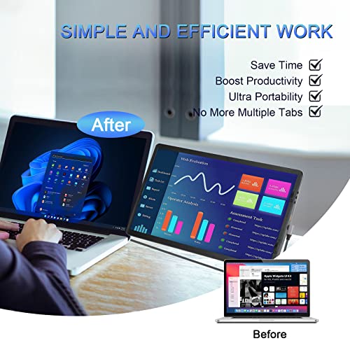 14inch Laptop Screen Extender - 360° Rotatable Attachable Portable Monitor for Laptop TFT USB Laptop Dual Screen, Plug and Play for Mac, PC, & Chrome