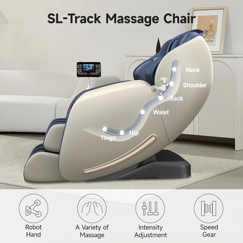 Real Relax Massage Chair Favor-06, Full Body Zero Gravity SL-Track Shiatsu Massage Recliner Chair with APP Control, Brown
