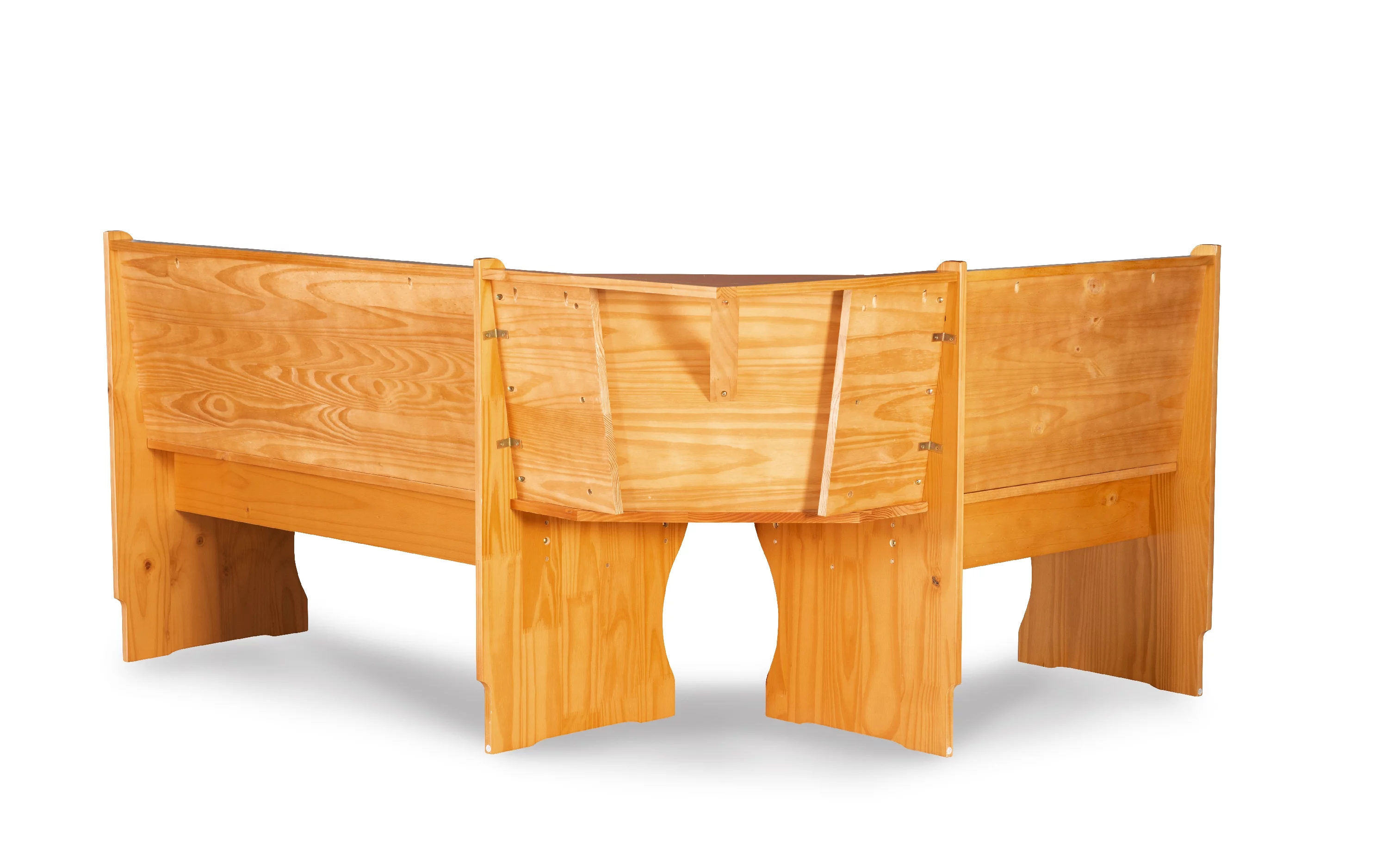 Linon Varden Corner Dining Breakfast Nook with Storage, Seats 4 (Table Sold Separately), Natural Honey Finish