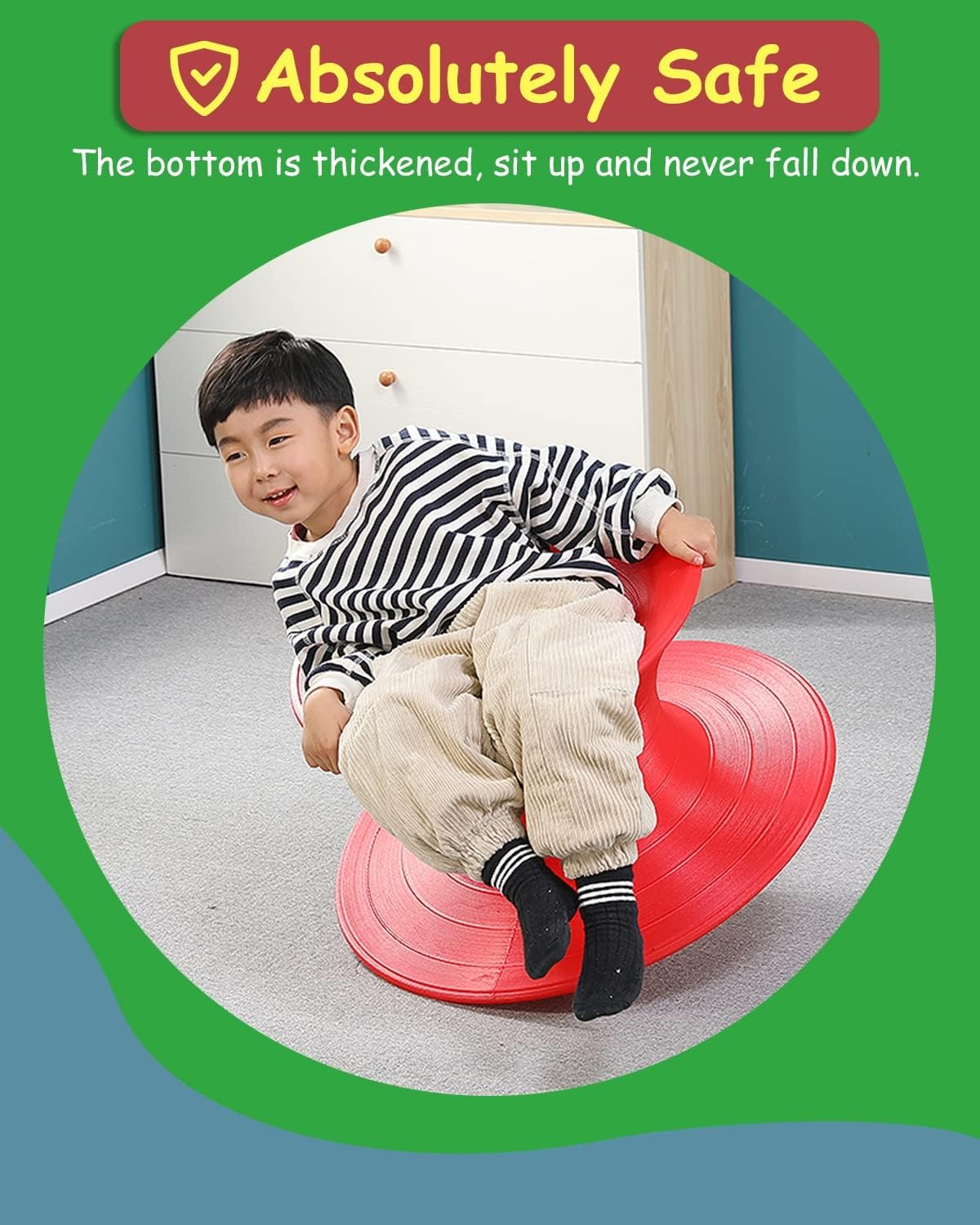 Childern Gyro Swivel Chair, 360 Degree Rotation Lounge Chair, Tumbler Gyro Spinning Chair, Red Spin Sensory Chair for Boys & Girls Ages 2 to 5
