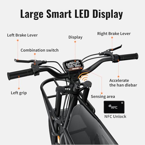 Riding'times GT53 Electric Cargo Bike for Adults 550LBS, 2000W Cargo Ebike, 1123WH Removable Battery, Dual Hydraulic Brakes, NFC Unlock, for Commuting, Shopping, Camping, Hunting, Fishing