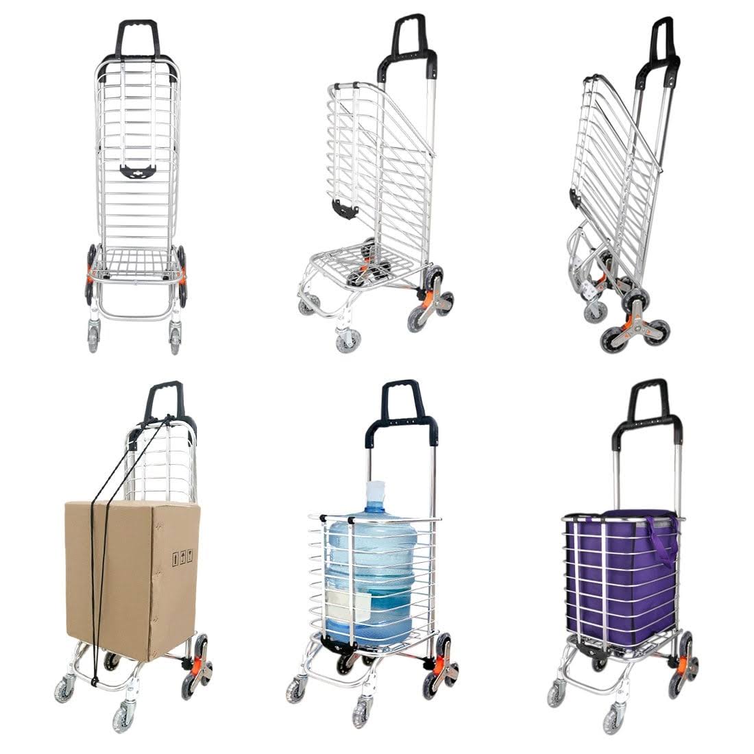 Unique Bargains Stair Climber Cart Rolling Folding Shopping Cart Swivel Wheel with Bag