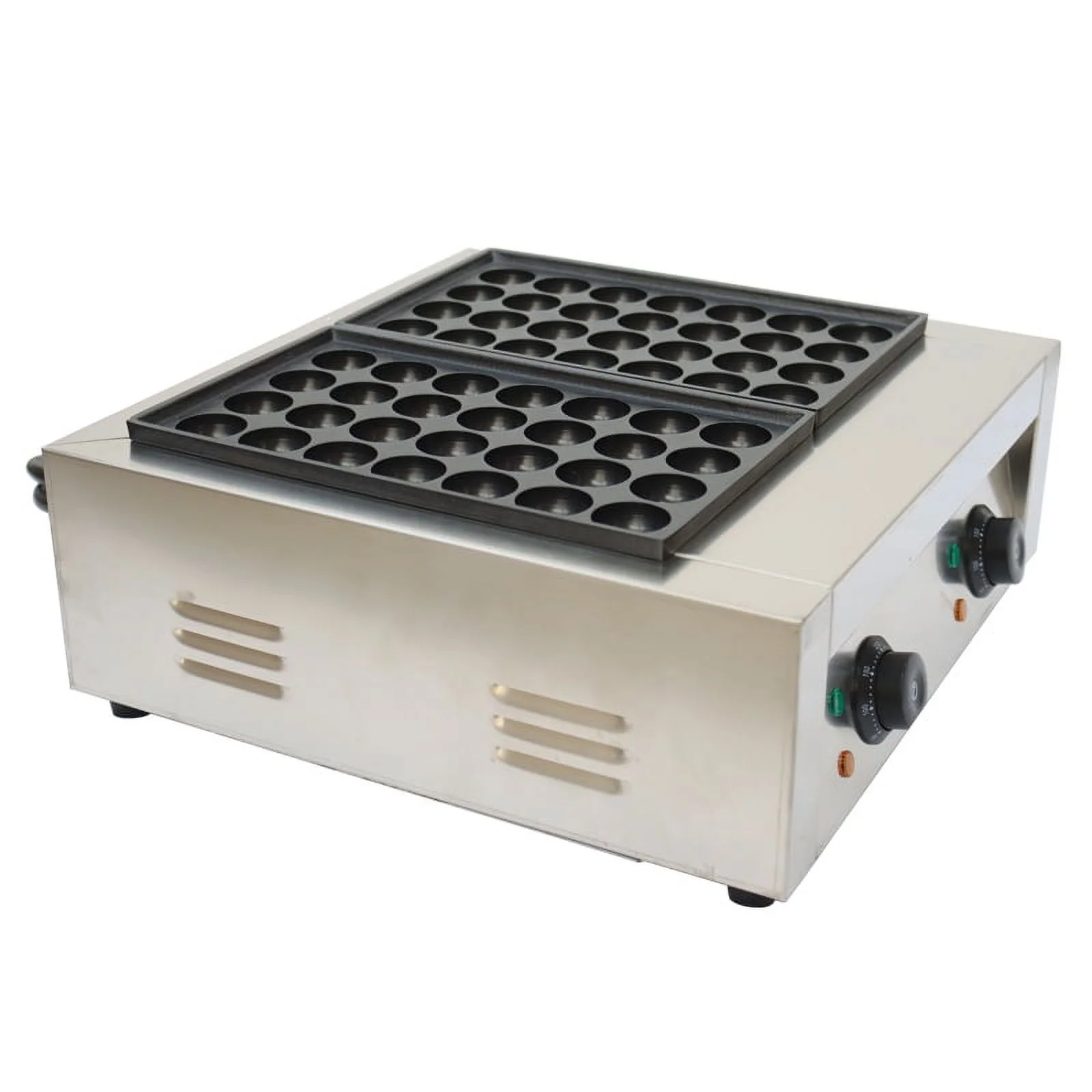 PreAsion Commercial Dual Plate Electric Takoyaki Maker Octopus Cluster Takoyaki Machine Fish Ball Griller Meatball Grilling Machine 56Pcs Per Time 220V