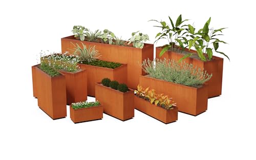 Corten Steel Planter Rectangle Rustic Metal Garden Box, 72" Length 20" Width 24" Height, Heavy Duty | Made in USA | Fully Assembled | Commercial Residential | with Drain Holes