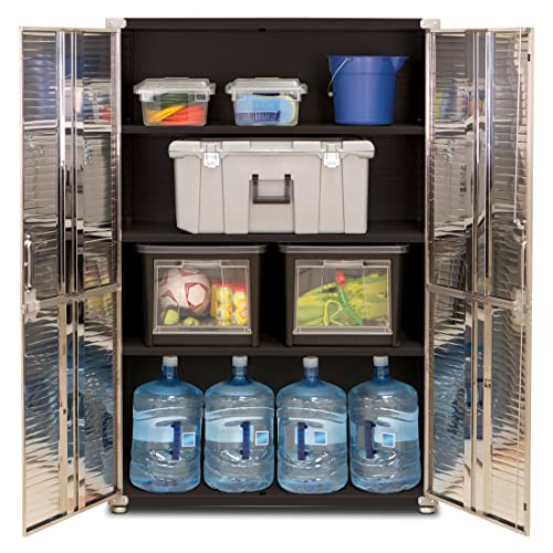 Seville Classics UltraHD Solid Steel Lockable Metal Storage Cabinet Locker Organizer, w/Adjustable Shelves for Garage, Warehouse, Office, Classroom, Granite, 48" W x 24" D x 72" H