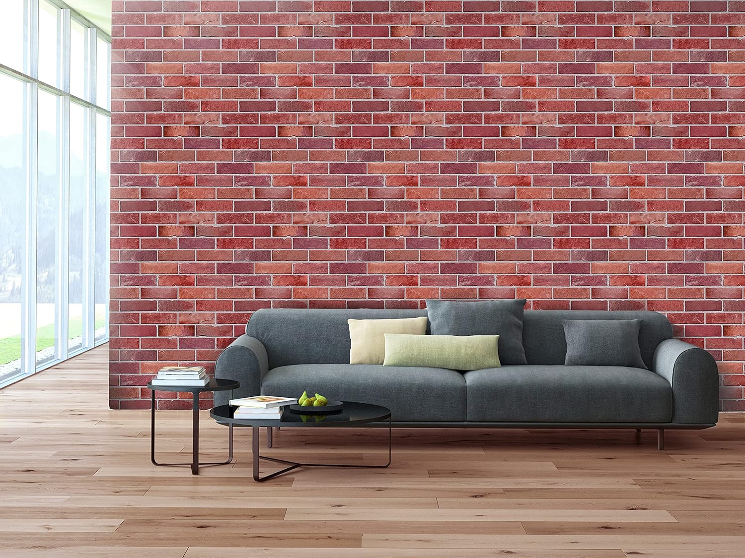 Retro-Art 3D Wall Panels, Pack of 10, Faux Brick in Red, PVC, 17.5" x 23.75", Cover 28.86 sq.ft. 570TG