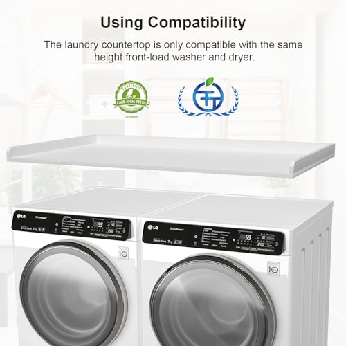 Ulif Over Washer and Dryer Countertop, Melamine Frosted Surface for Laundry Room Storage and Organization, 27.5" W x 54" L x 2.6" H