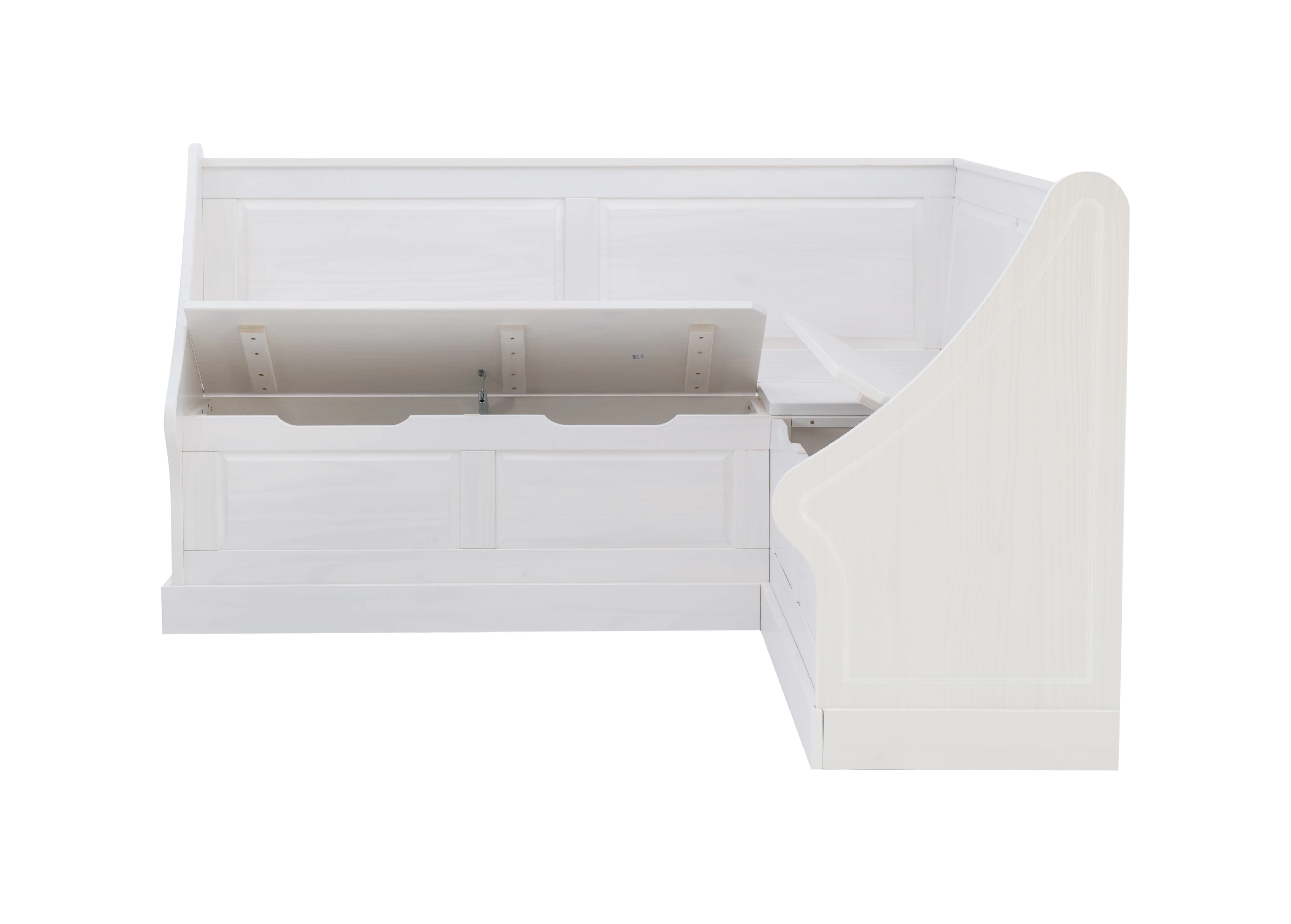 Linon Tobin Wood Corner Dining Breakfast Nook Bench with Storage, Seats 4, White Finish (Table sold separately)