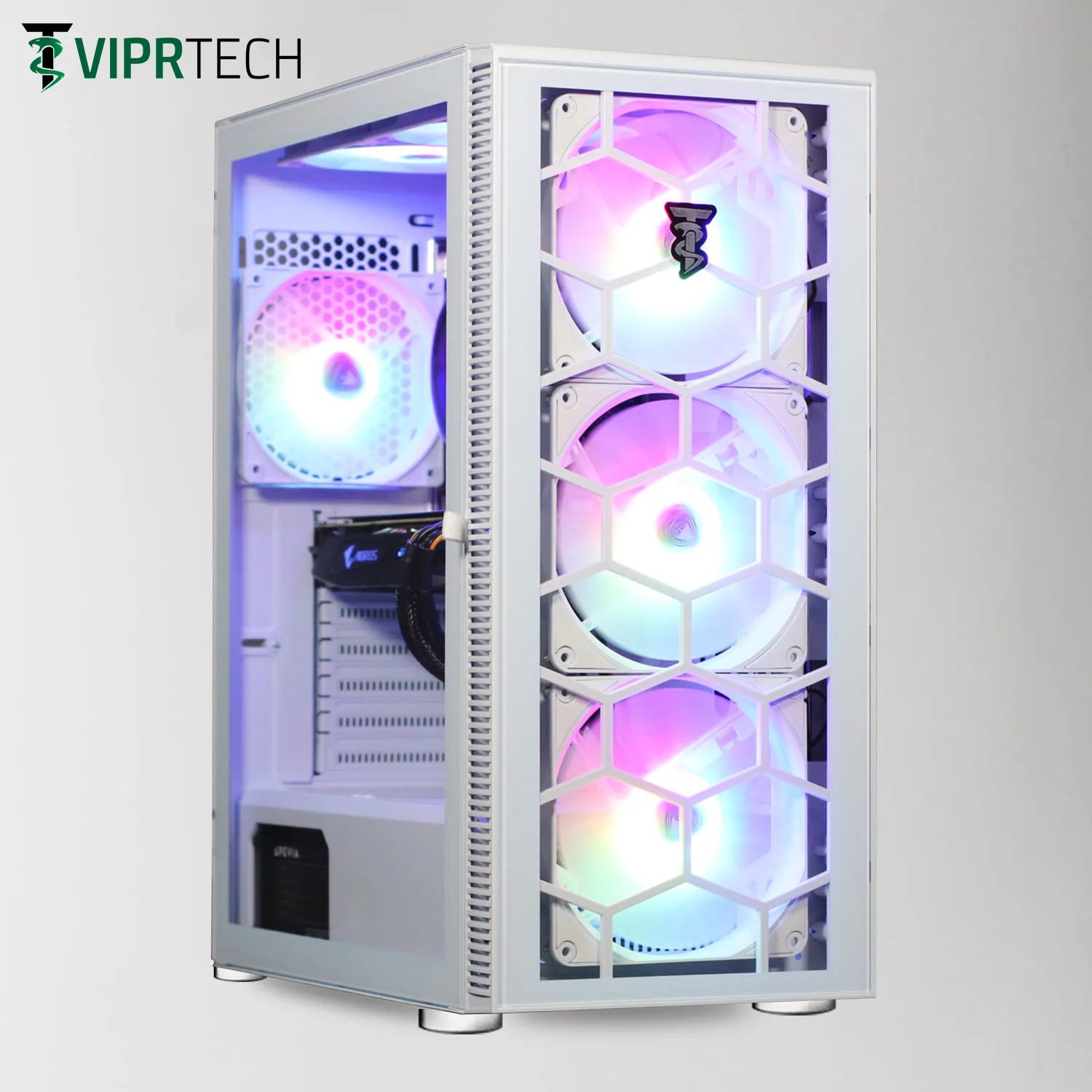 ViprTech.com Icefall Gaming PC Computer Desktop - AMD Ryzen 5 (12-Core), NVIDIA RTX 2060 6GB, 16GB DDR4 RAM, 128GB M.2 SSD, 1TB HDD, VR-Ready, Streaming, RGB, WiFi, Windows 10 Pro, 1 Year Warranty