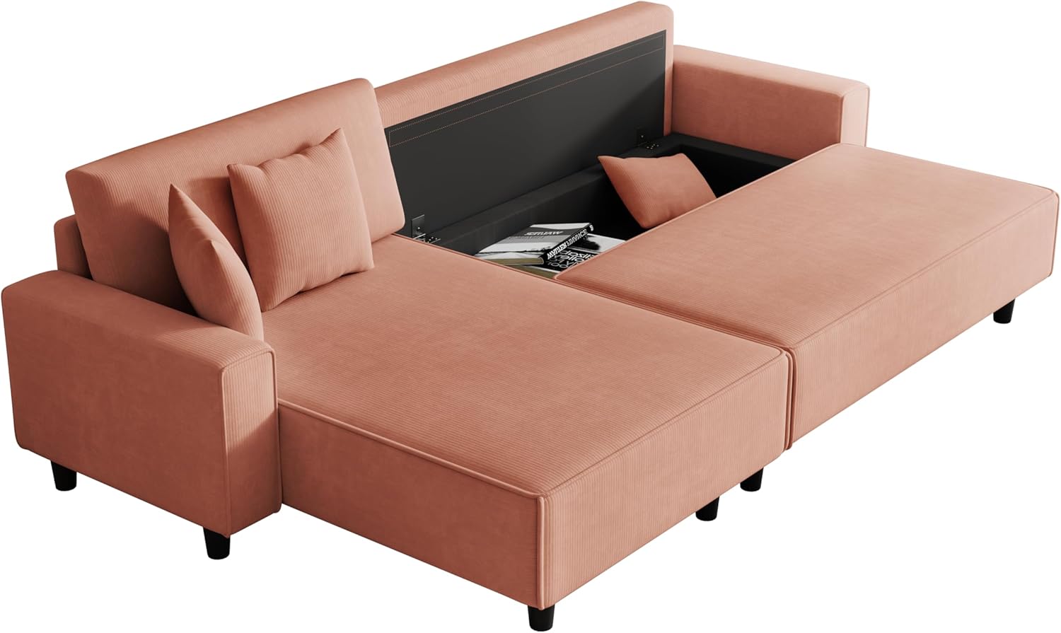 The 93" Orange Corduroy Sofa Bed Comes with 2 Pillows to fit in The Living Room and The Apartment is not overcrowded Modern Couch for Bedroom,Apartment Sofa,Office Couch