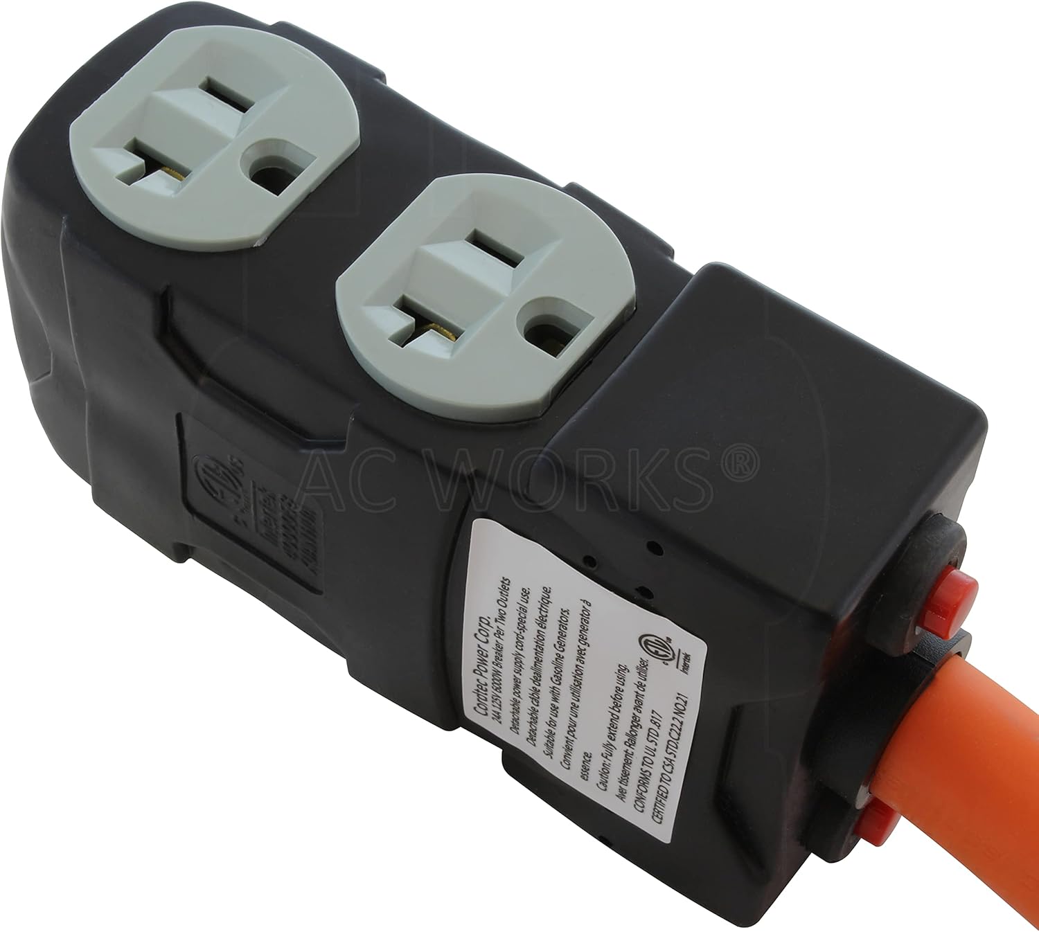 AC WORKS 4-Prong 220-Volt Plug to 120-Volt 15/ 20Amp Household Female Adapter Cord (4-Prong 14-50 Outlet to (4) Household W/Breaker) Pack of 2