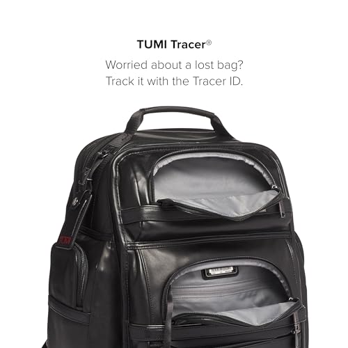 TUMI - Alpha Brief Pack - 15" Laptop Backpack with Padded Adjustable Straps - Stores Laptop, Tablet, Toiletries, Snacks, Ipad - Black Leather