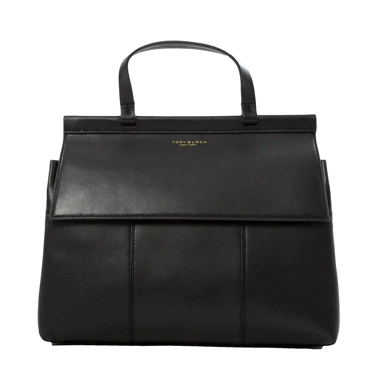 Tory Burch 66285 Black Leather With Gold Hardware Women's T Satchel Bag