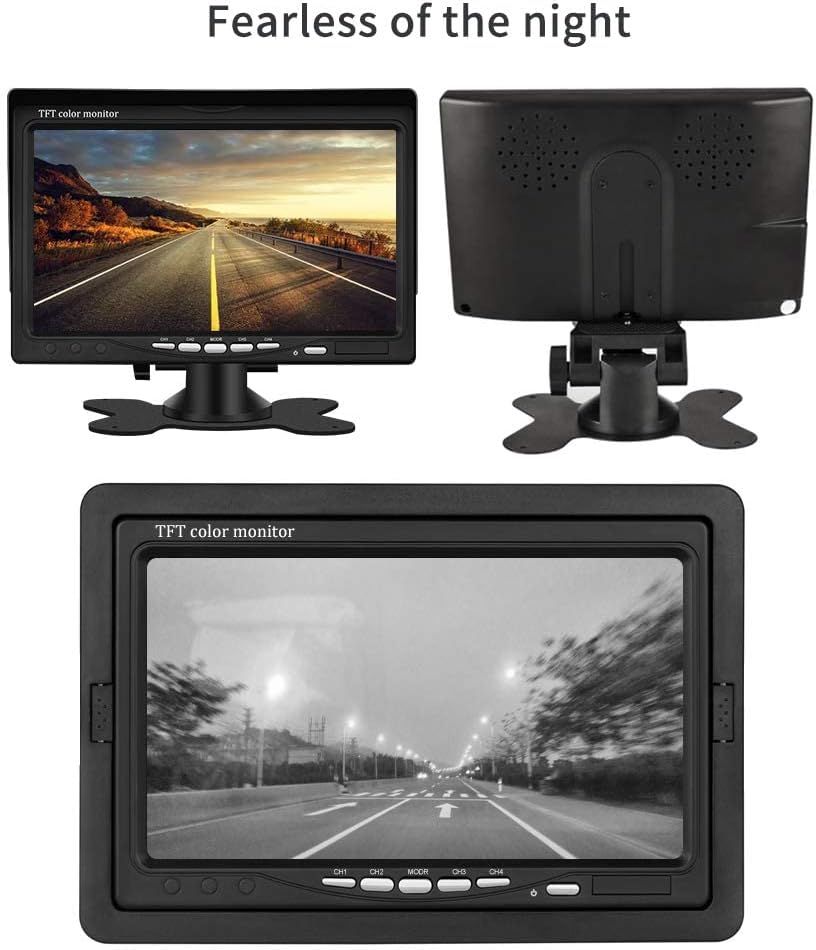 Backup Camera Hard Wired Backup Camera 9'' Quad Split Screen HD Rear Backup Camera Monitor System, Waterproof IR Night Vision Backup Camera for Trucks,Trailer Heavy,Box,RV,Camper Bus Rearview Camera
