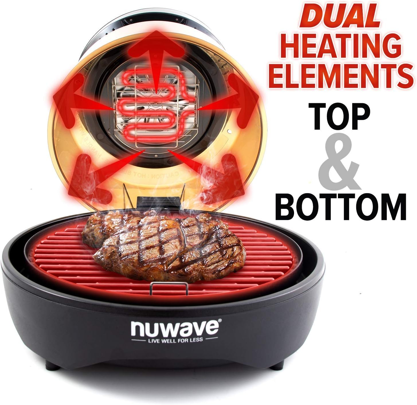 Nuwave Primo Grill Oven, Countertop Toaster Oven Convection Top & Grill Bottom for Surround Cooking, Cook Frozen or Fresh, Smart Thermometer