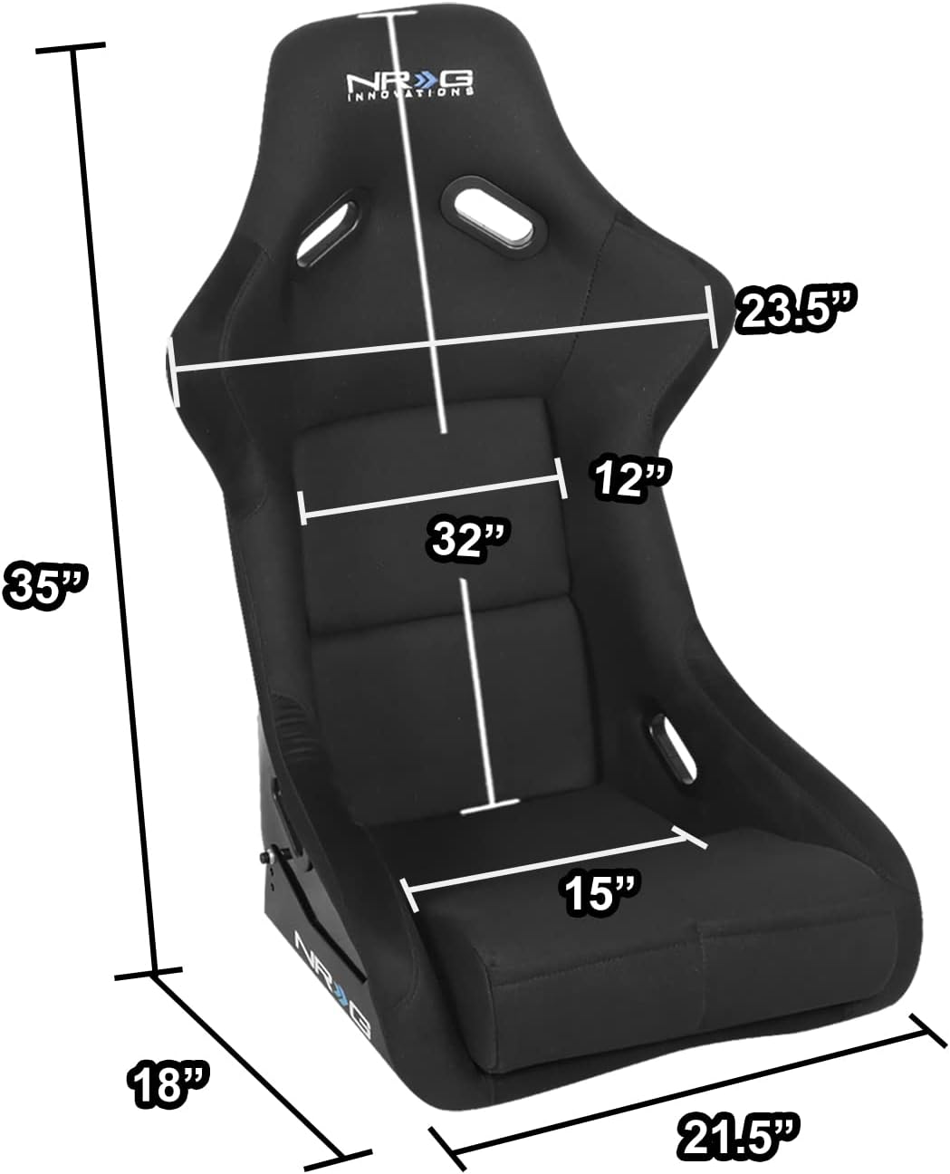 NRG FRP-300E 1-Side Fiber Glass Bucket Style Racing Seat w/Adjustable Mounting Bracket (Black)