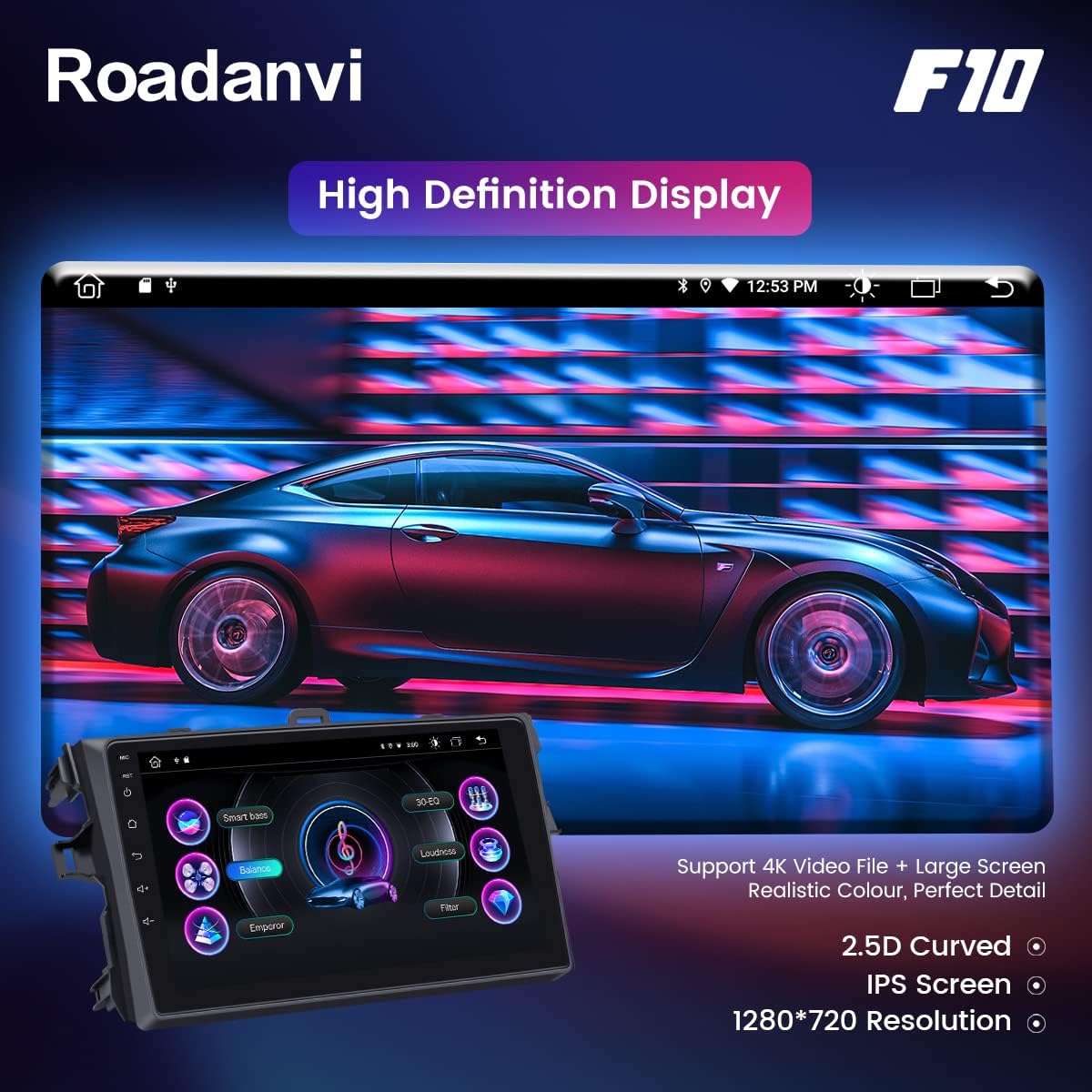 Roadanvi for Toyota Corolla 2019 2020 Car Stereo Radio for Car Navigation Carplay Android Auto Bluetooth 1280x720 IPS Touch Screen 4GB+64GB