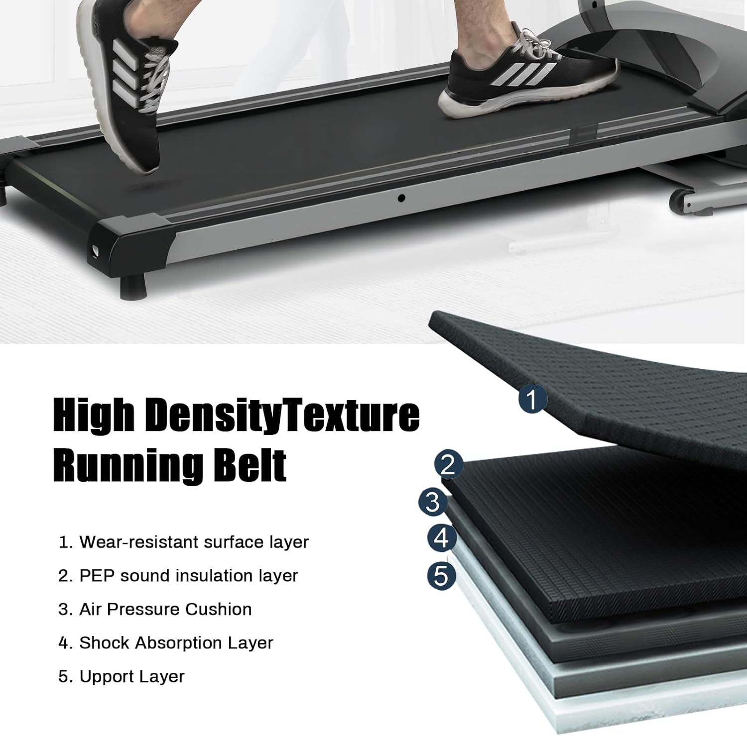 Folding Treadmill for Home Office Gym, Easy Assembly Fitness Motorized Running Jogging Exercise Machine with Cup Holder, 12 Preset Programs