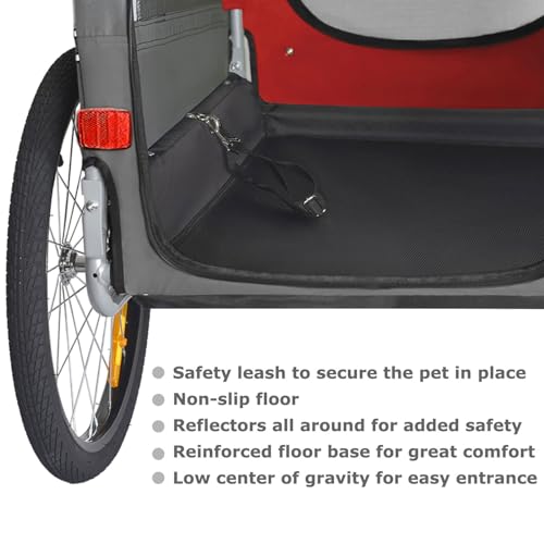 Tiggo Veelar Sports Pets Large Dog Bike Trailer & Stroller for Medium,Large Dog or Multiple Small Dogs, Pet Stroller for Dogs Up to 78 lbs, Parking Brakes, Low Center of Gravity