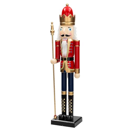 Fun Express 3 Ft. Large Classic Green Wooden Holiday Nutcracker with Scepter, Festive Christmas Decoration