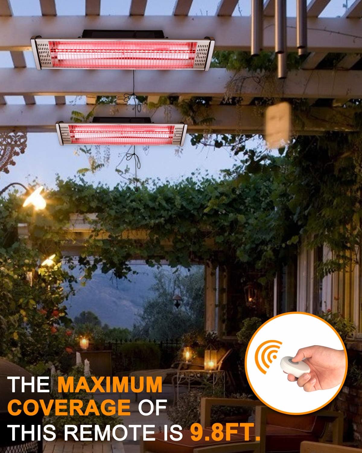 Star Patio Electric Patio Heater with Remote , Indoor / Outdoor Heater, Space Heater, Infrared Heater, Wall Mounted, suitable as Gazebo Heater, Balcony Heater, Garage Heater, 1530