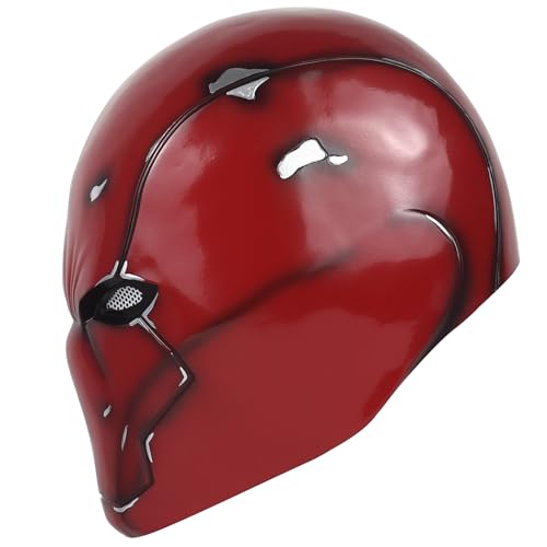 Red Hood Helmet Metallic Effect Red Hood Mask Deluxe Cosplay Prop for Fans Collector's Edition