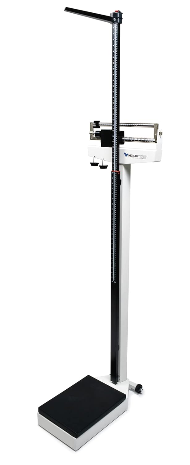 HealthTeam Physician Mechanical Beam Scale with Height Rod, Up to 490 lb. Body Weight, HT485
