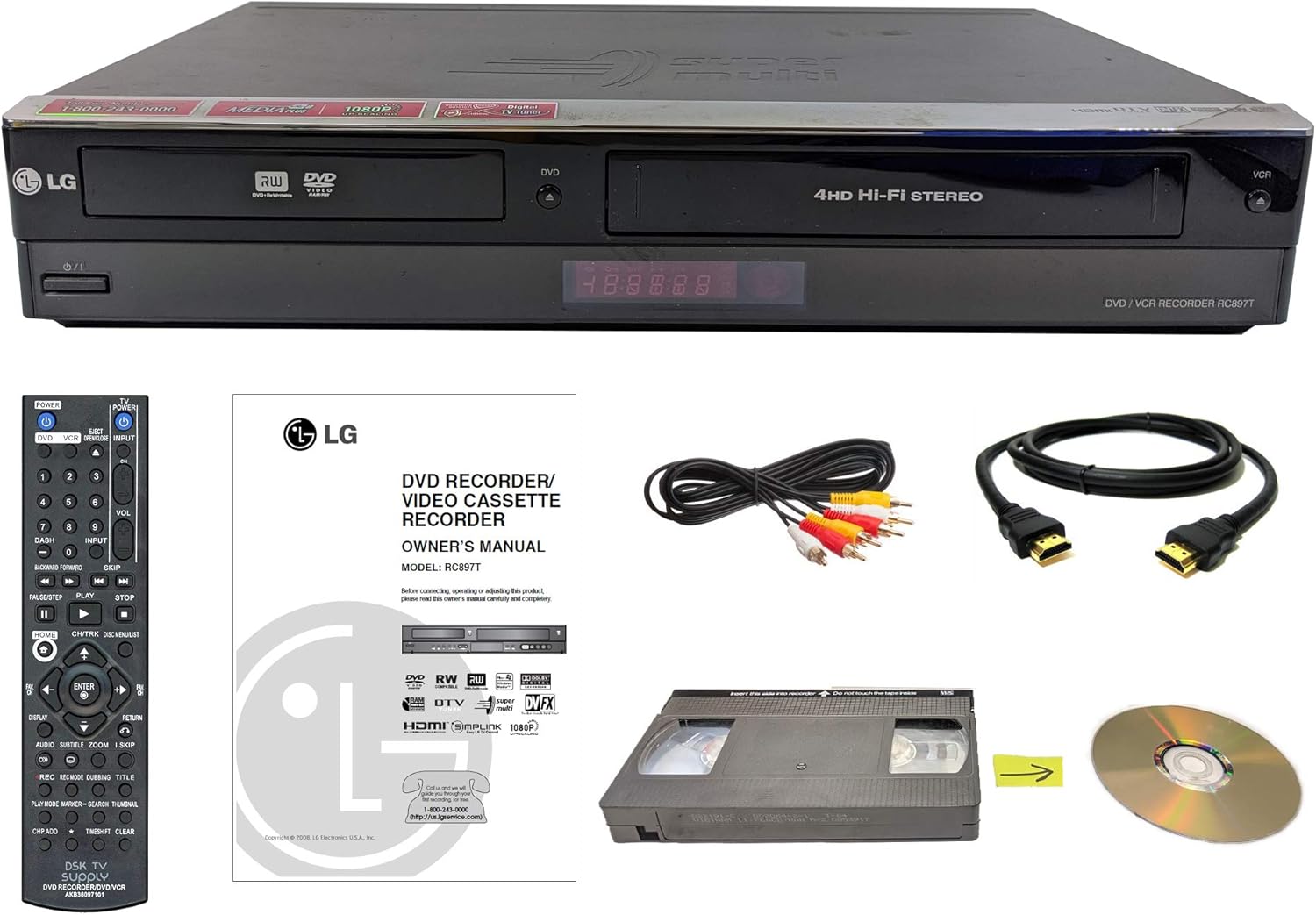 LG VHS to DVD Recorder VCR Combo w/remote, HDMI