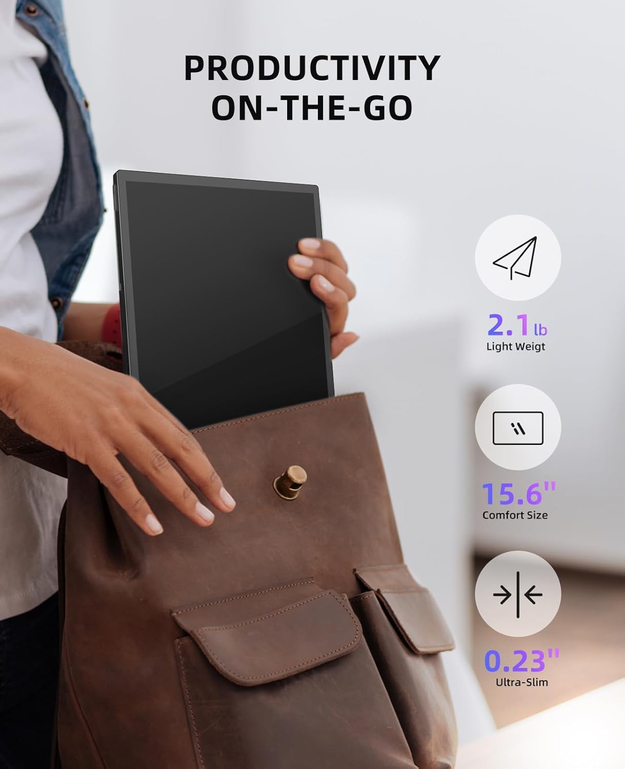 Portable Monitor Touchscreen 15.6'' 1080P FHD Laptop Travel Display USB C, HDMI Computer Monitor IPS Gaming Monitor w/Cover, HDR Eye Care Screen, Plug&Play Suitable for PC MAC Phone Xbox PS4/5 Switch