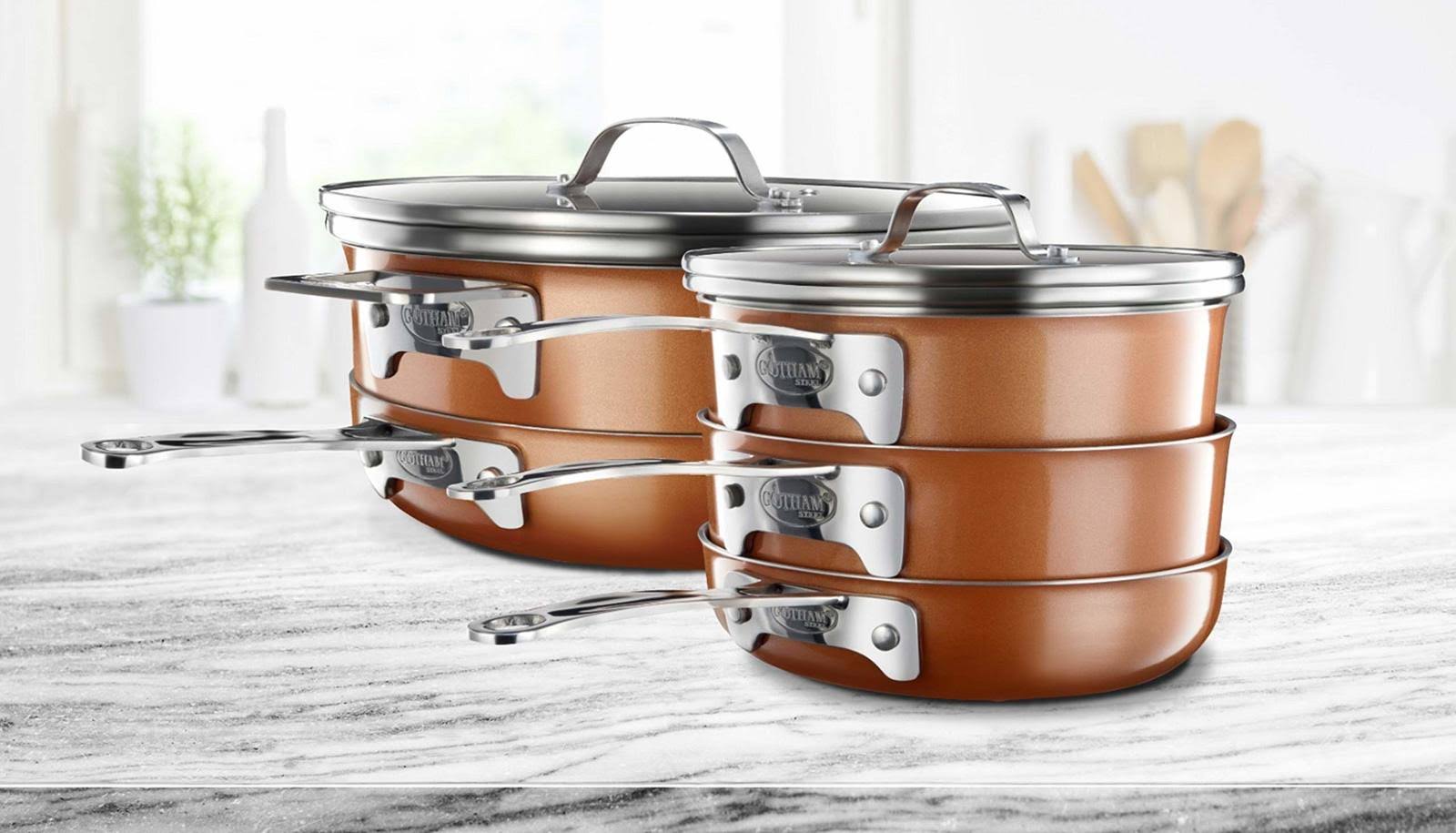 Gotham Steel Stackmaster Cookware, Non-Stick Space Saving, 10 Piece