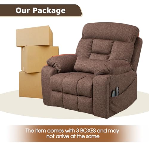 Oversized Power Lift Recliner Chair for Big Men - 400lbs Capacity with Heat, Massage, and Hidden Cup Holder